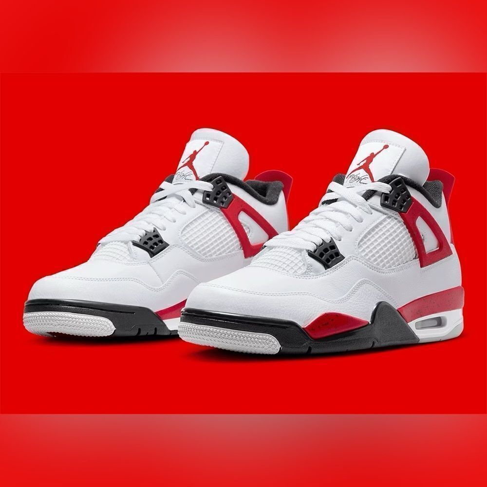 Nike Air Jordan 4 Red Cement White Fire Red Black Grey 408452-161 7y 7 kids gs - Picture 10 of 10
